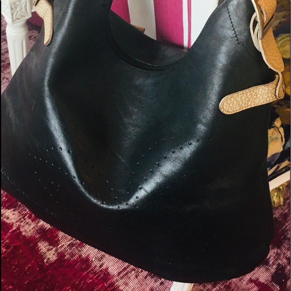 Mario Hernandez Black Leather Hobo Bag